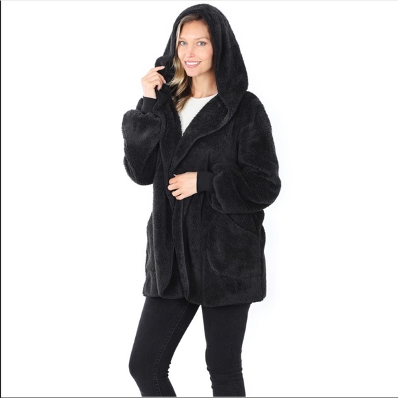 Only 2 left❤️New! Cozy, warm, Sherpa hooded coat - Picture 2 of 7
